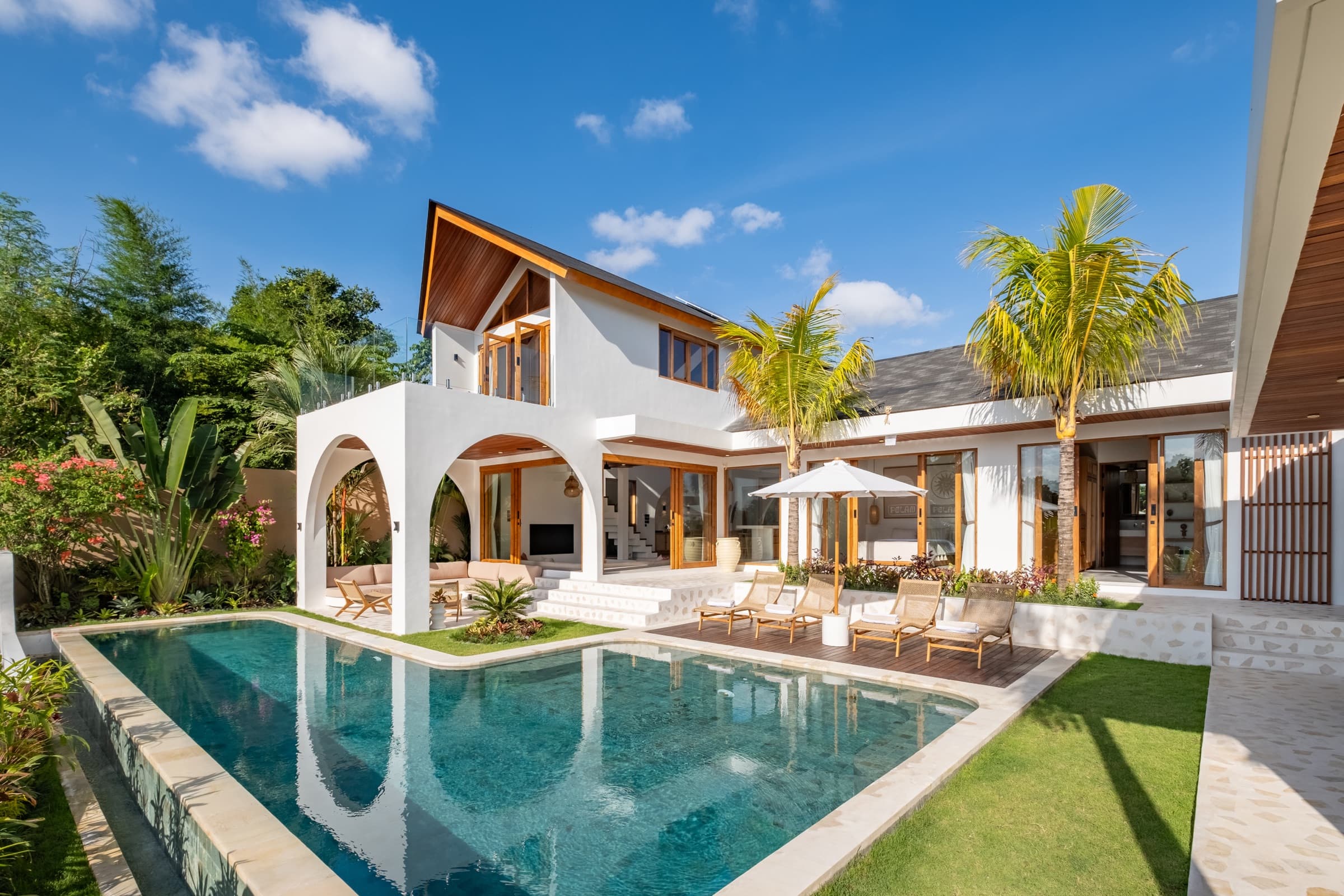 Exterior of Villa Vayu with pool and jungle surroundings