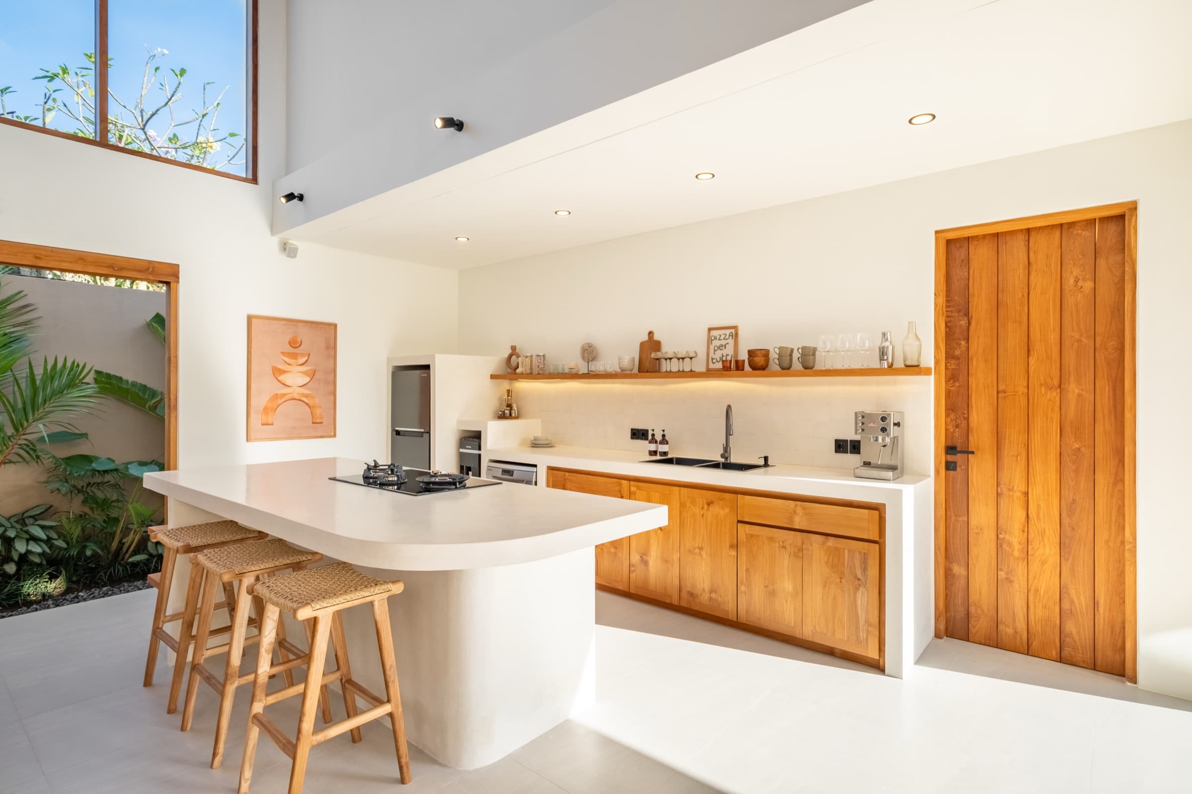 Overview of the kitchen and dining area at Villa Vayu