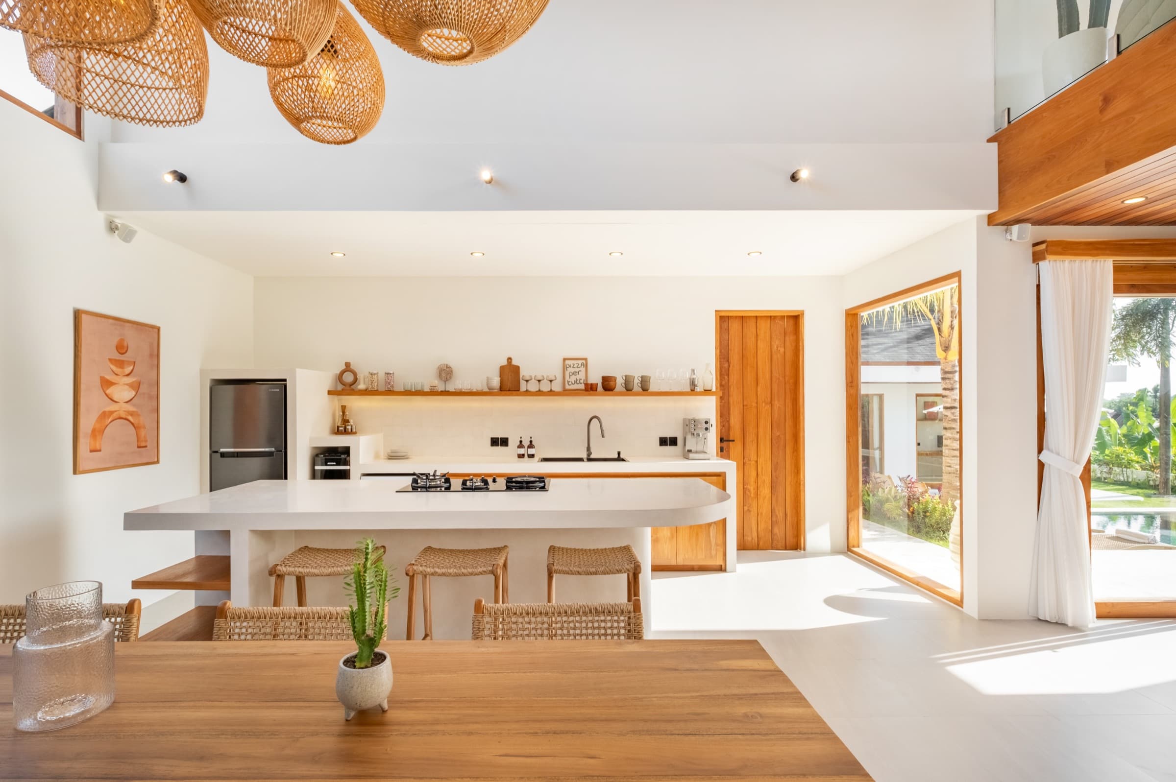 Kitchen countertop and appliances at Villa Vayu