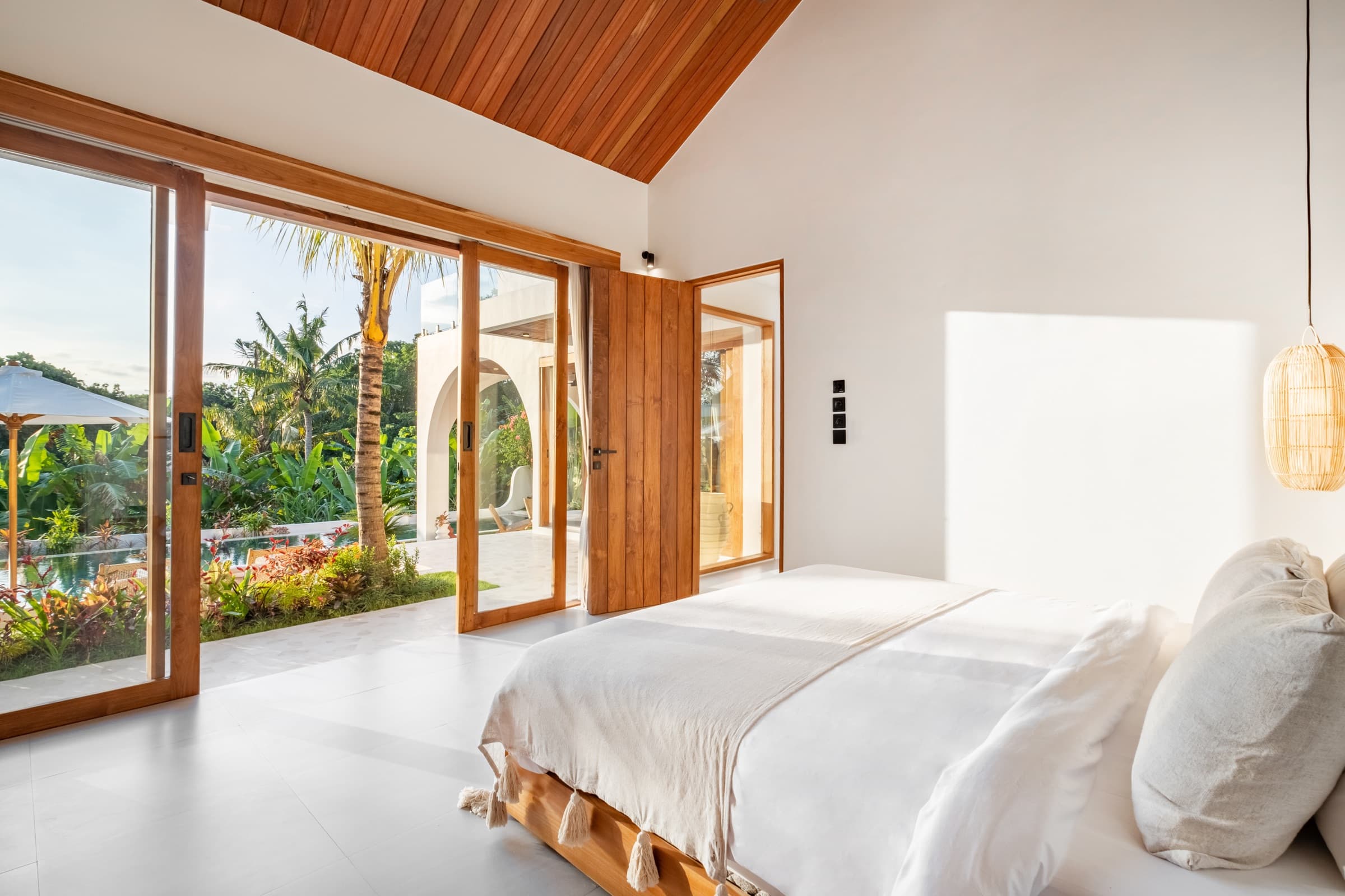 Different view of the master bedroom at Villa Vayu