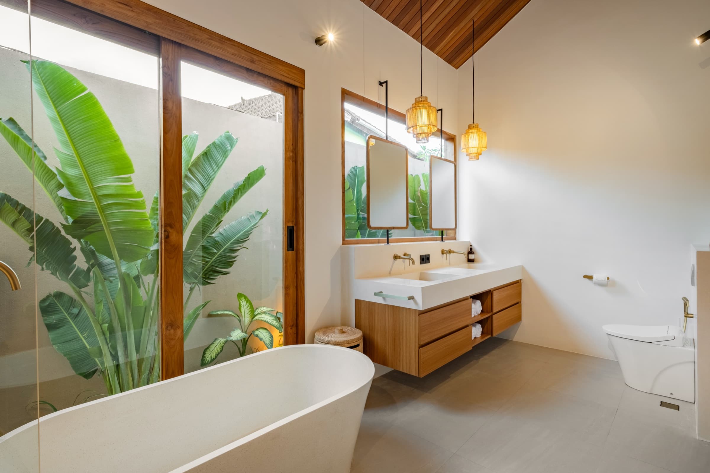 Bath area in the master bathroom at Villa Vayu